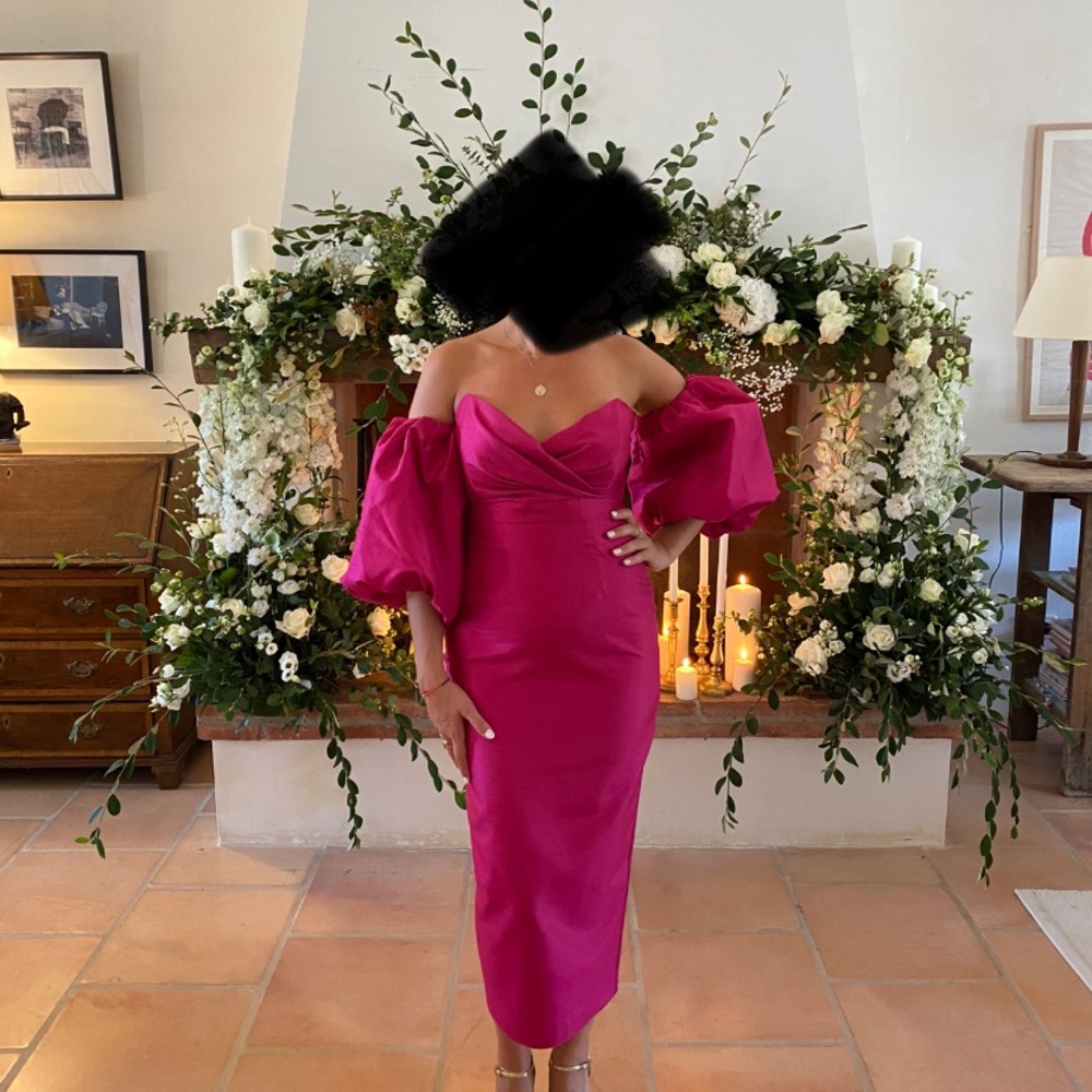 Alieva puff sleeve maxi dress, hot pink. Size S. Worn once!! Incredible dress